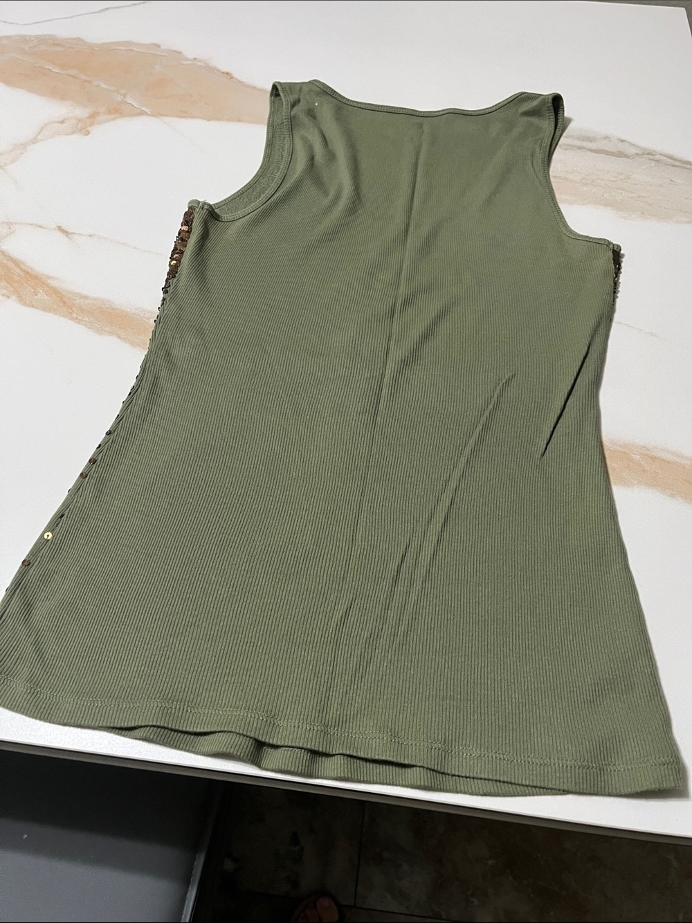 Express Olive Green Tank Dress with Gold Sequins - women - Picture 4 of 4